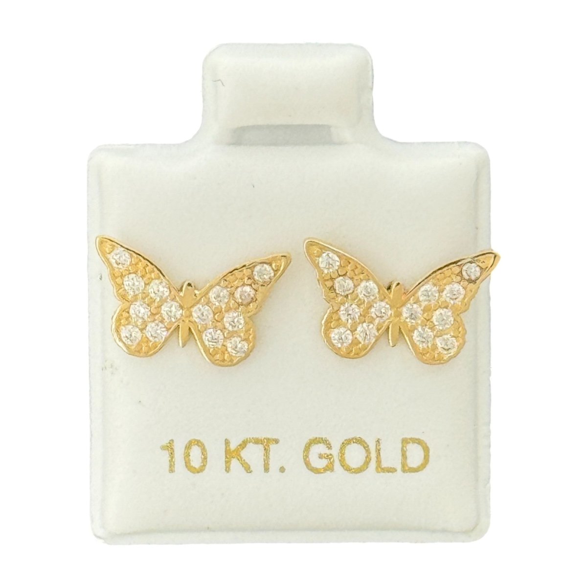 10KT Butterfly CZ Stud Gold Earrings