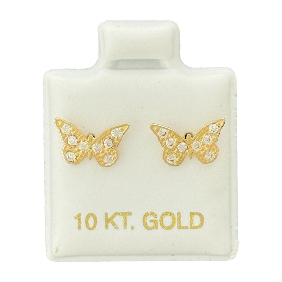 10KT Butterfly CZ Stud Gold Earrings