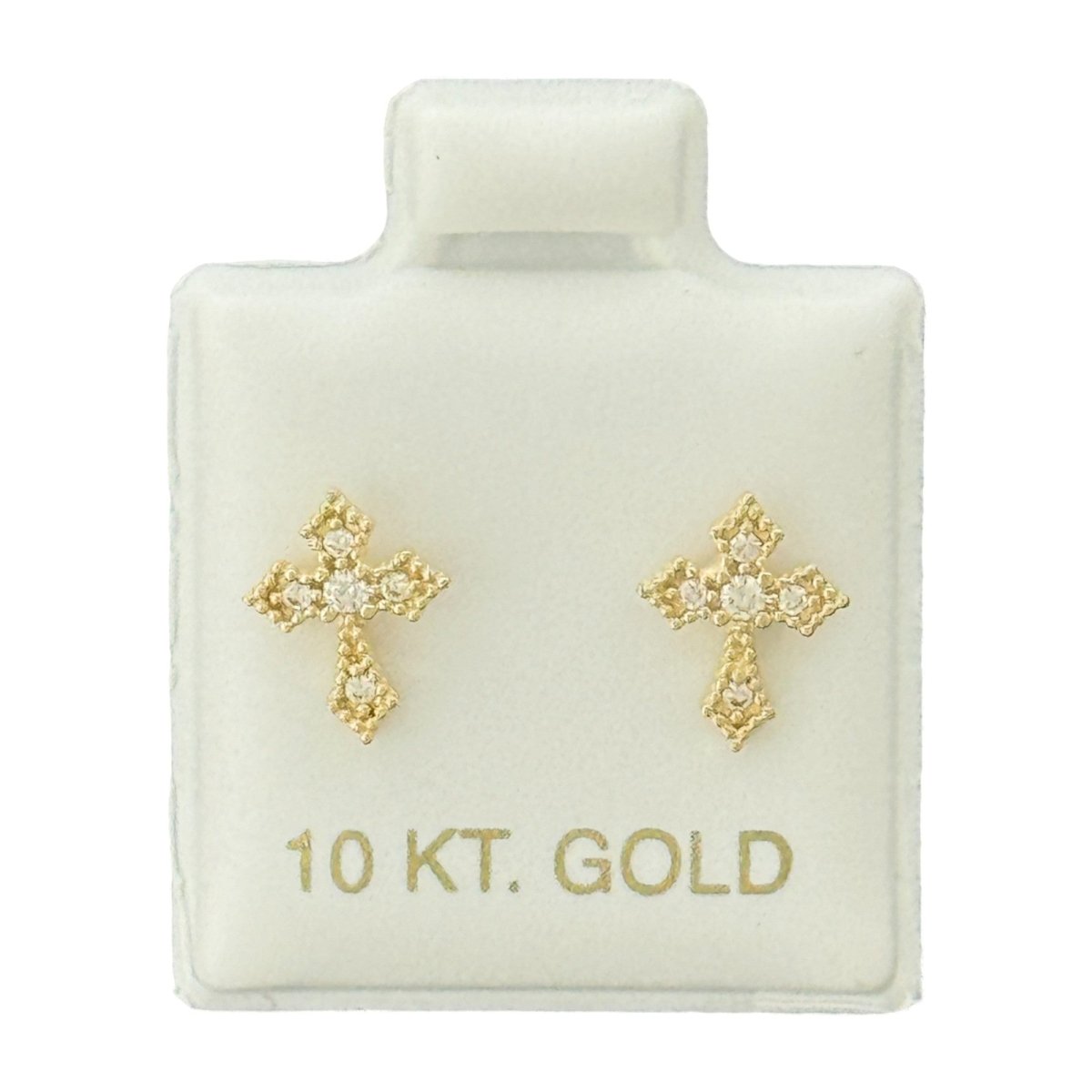 10KT Cross CZ Gold Earrings