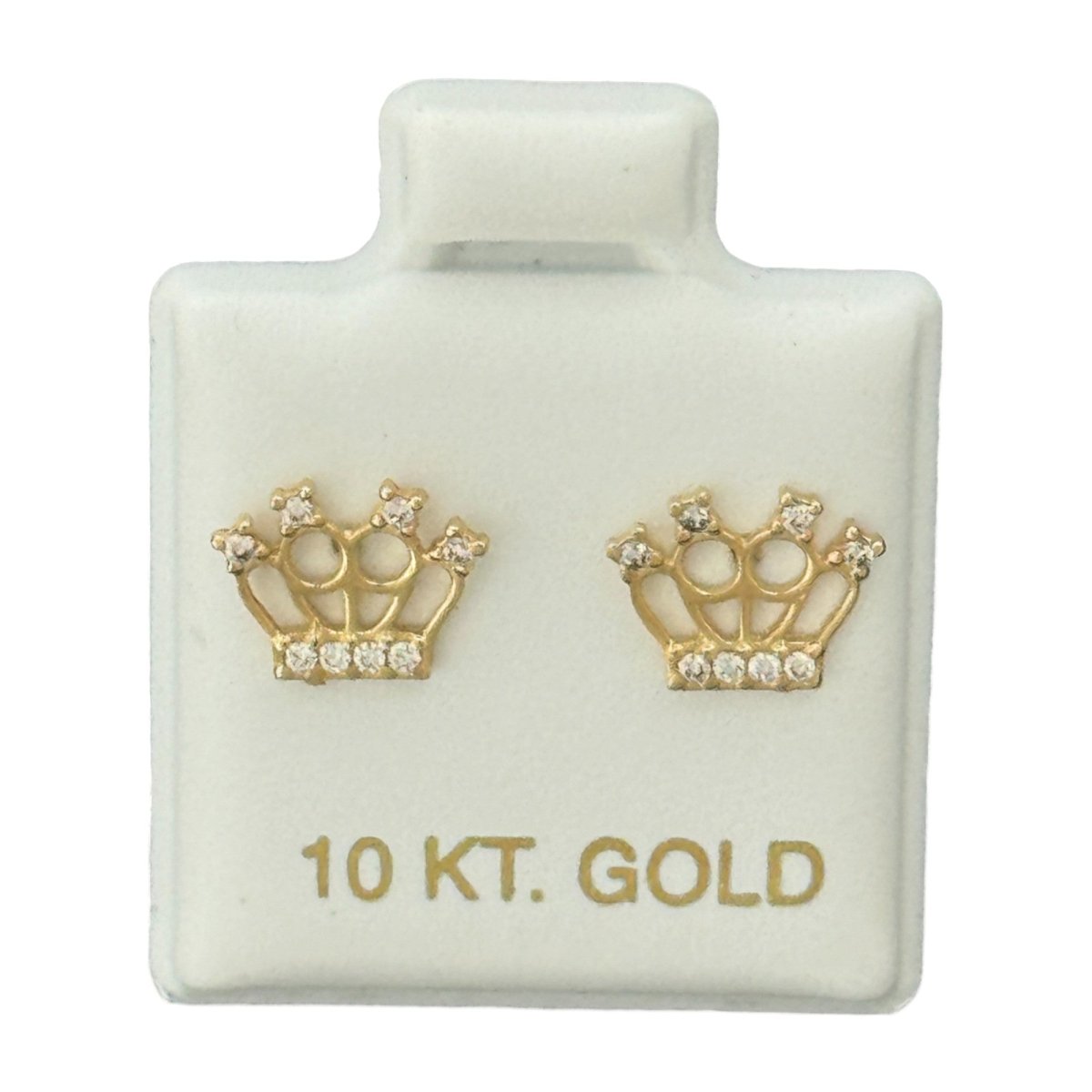 10KT Crown CZ Stud Gold Earrings