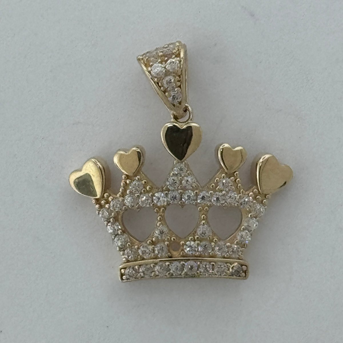 10KT Crown pendant Real Yellow Gold Diamond cut, 2.0 GRM, 1.5 mm Bail