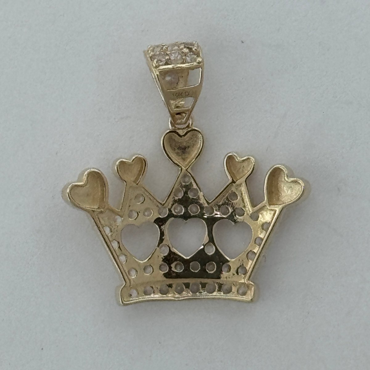 10KT Crown pendant Real Yellow Gold Diamond cut, 2.0 GRM, 1.5 mm Bail