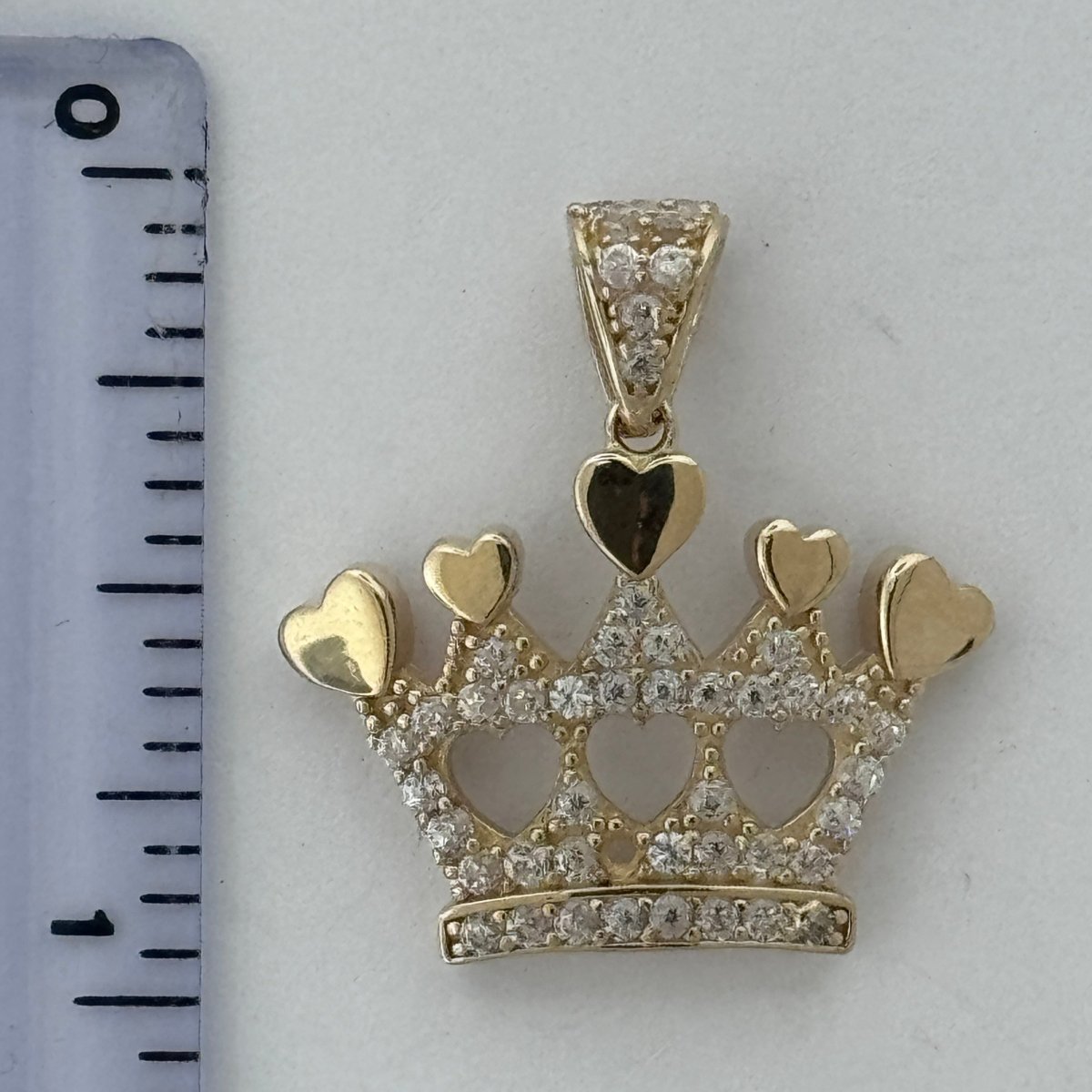 10KT Crown pendant Real Yellow Gold Diamond cut, 2.0 GRM, 1.5 mm Bail