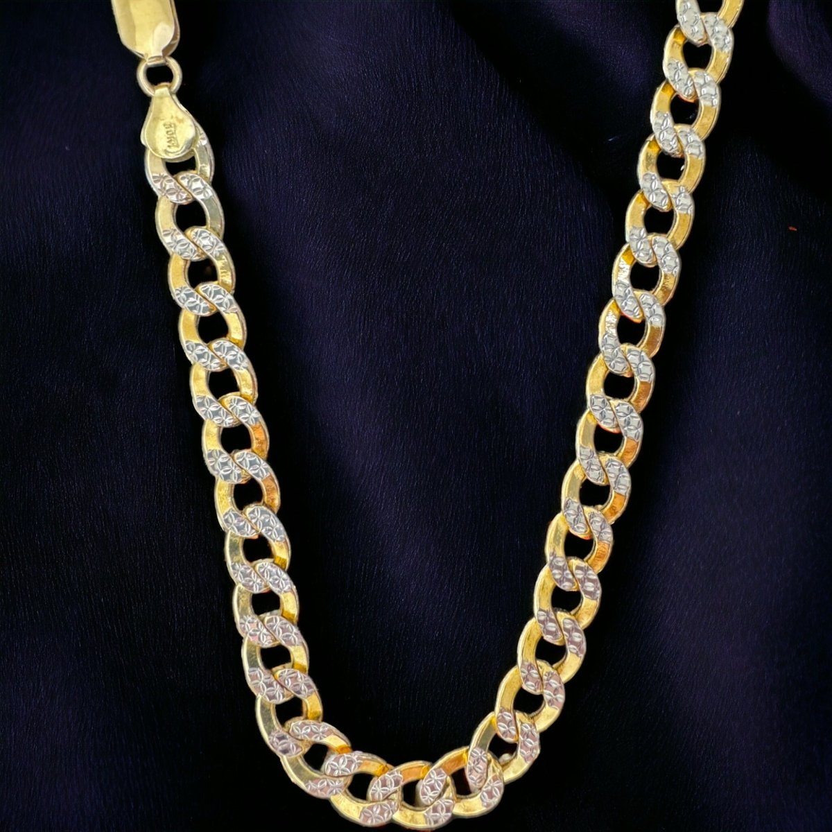 10KT Cuban Pave Necklace, Hollow