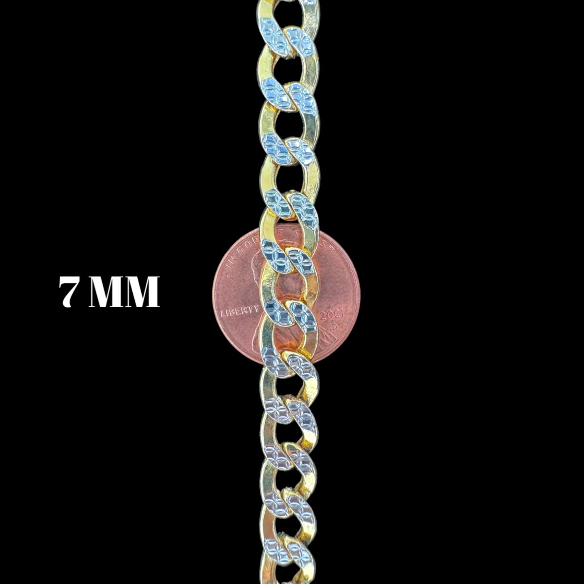 10KT Cuban Pave Necklace, Hollow