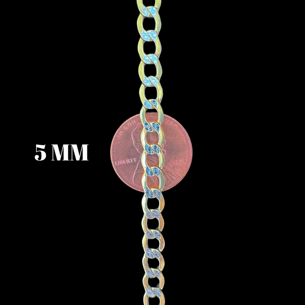 10KT Cuban Pave Necklace, Hollow