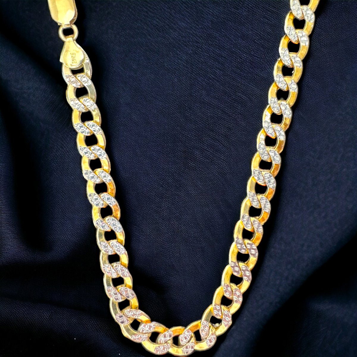 10KT Cuban Pave Necklace, Solid