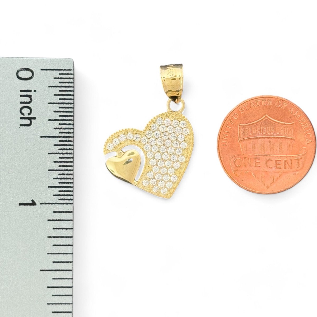 10KT Double Heart Gold Pendant - 2.3 Grm