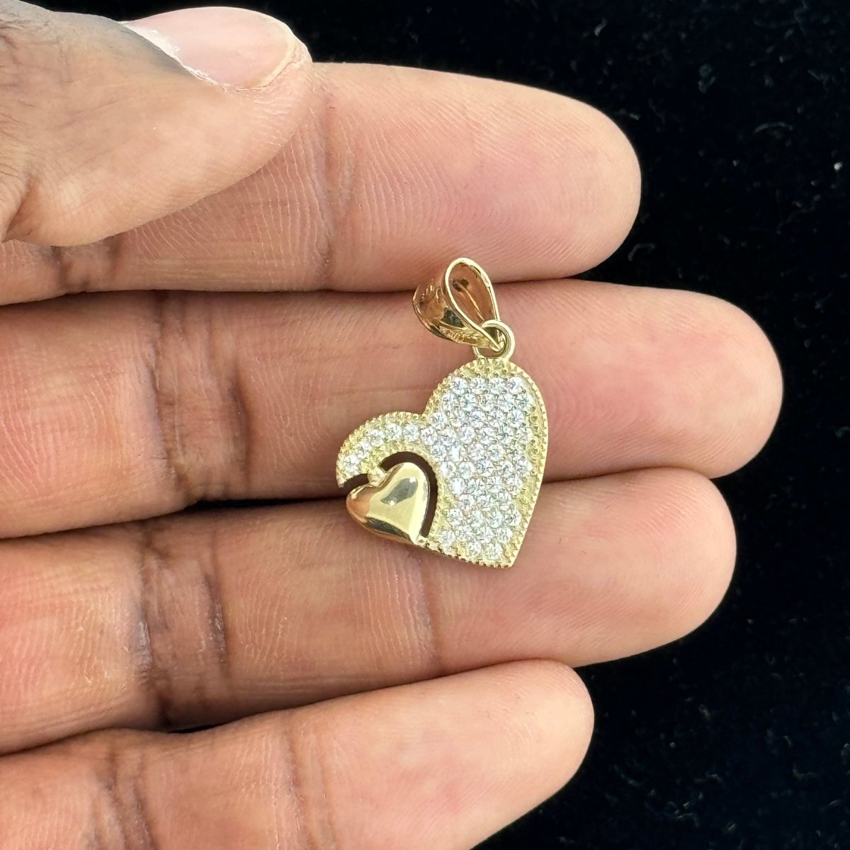 10KT Double Heart Gold Pendant - 2.3 Grm