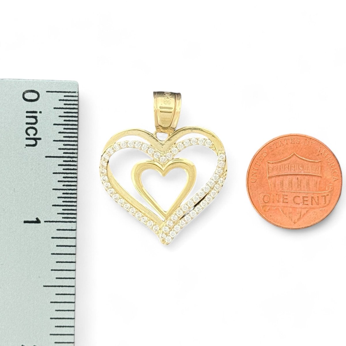 10KT Double Heart Gold Pendant - 2.9Grm