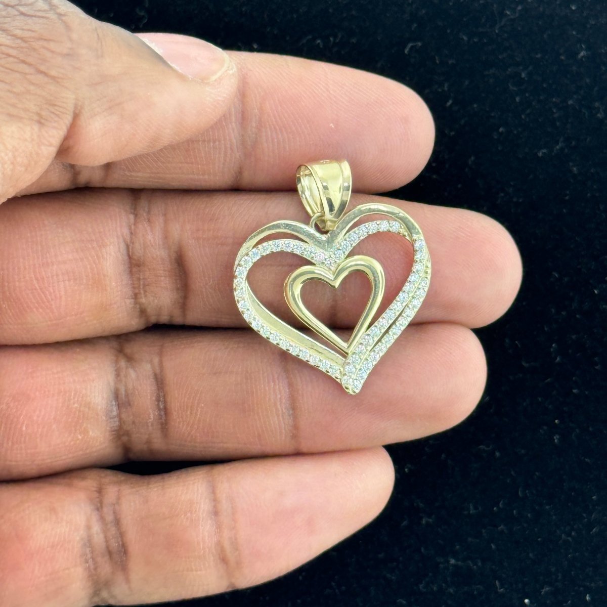 10KT Double Heart Gold Pendant - 2.9Grm