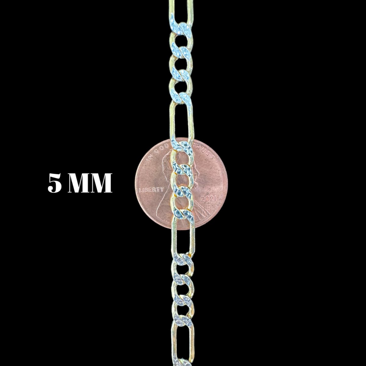 10KT Figaro Pave Necklace, Hollow