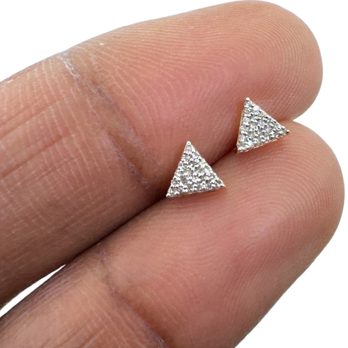 10KT Gold 5MM Triangle Stud Earrings, Genuine SI Diamond - 0.09 CT, 5287