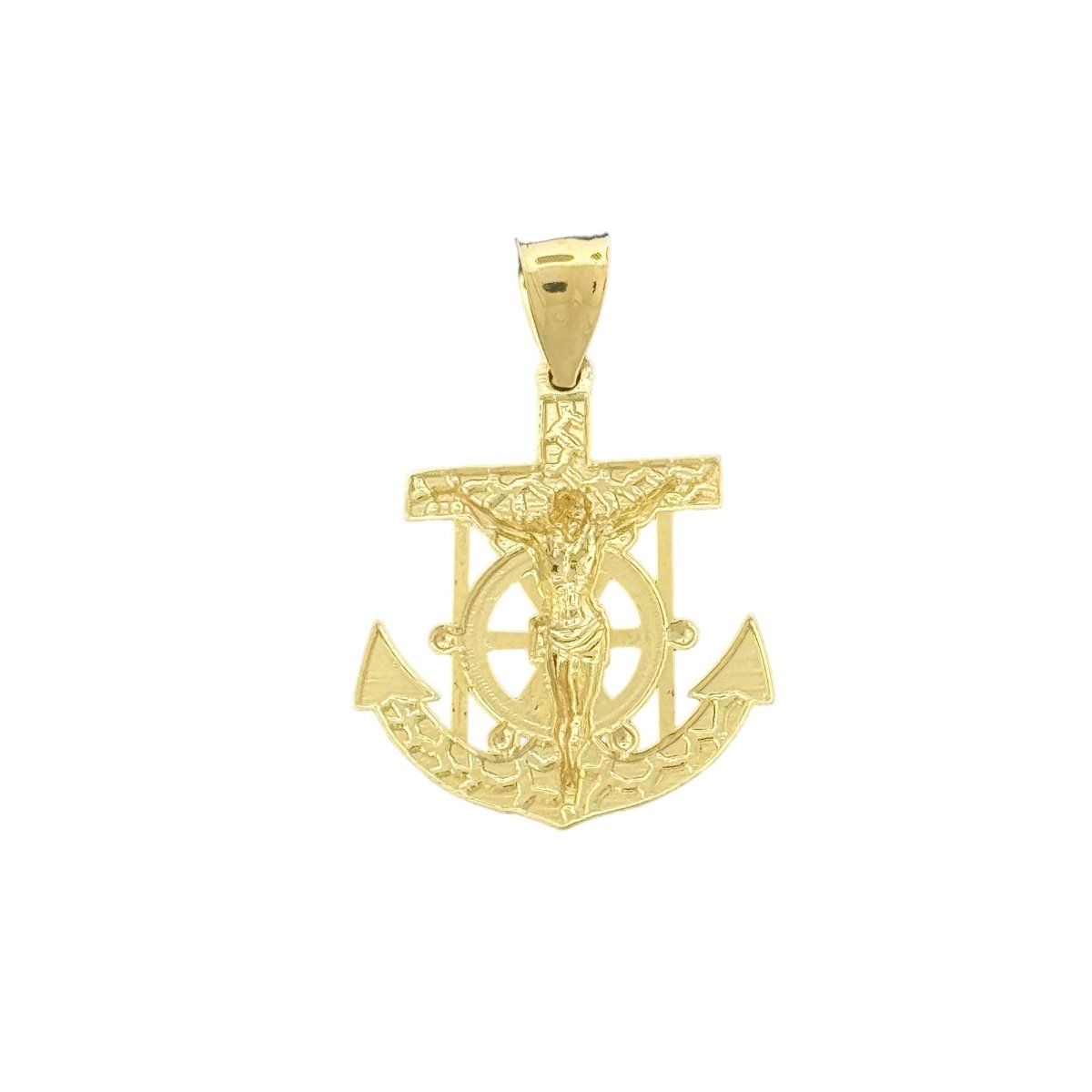 10KT Gold Anchor Cross Pendant - 1.8g