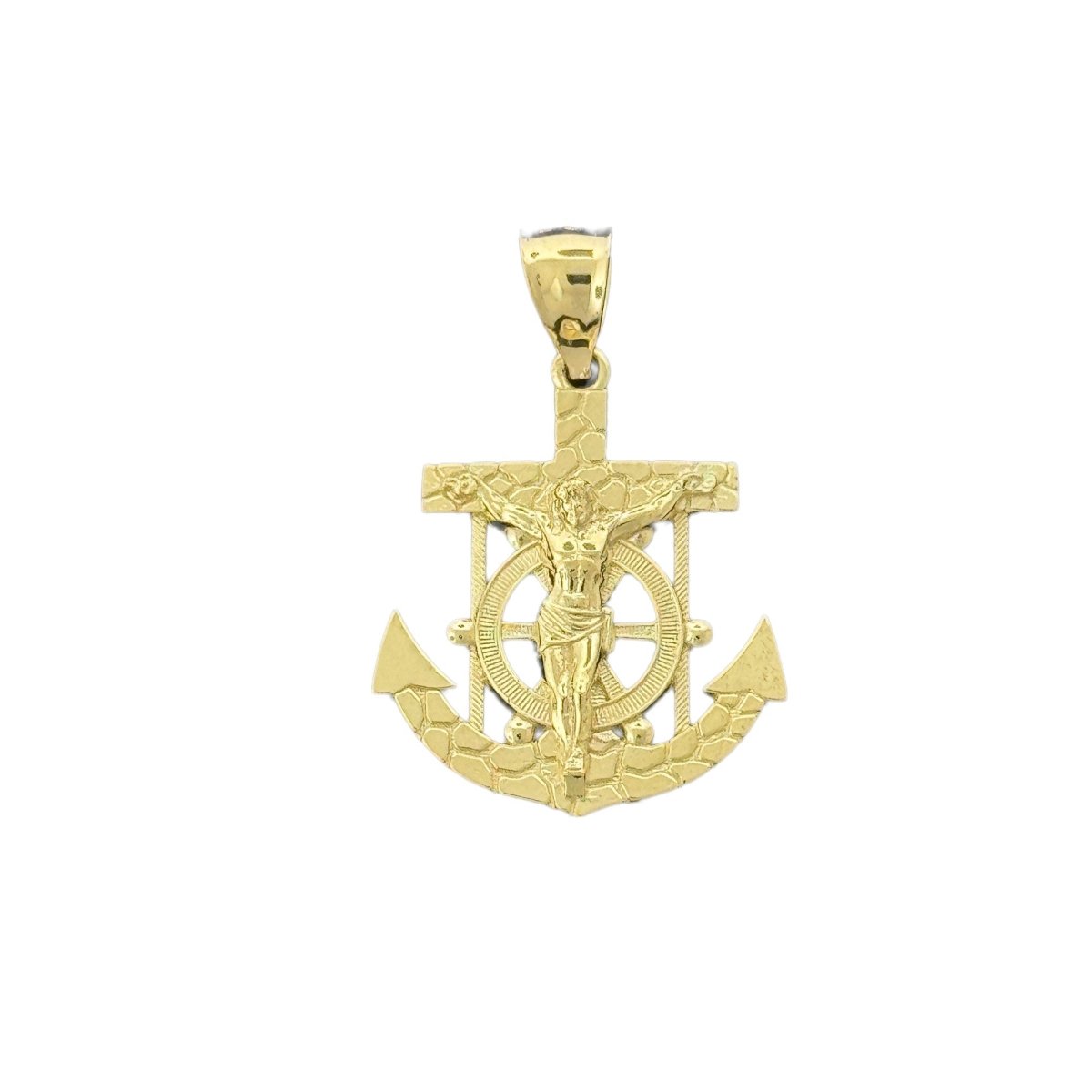 10KT Gold Anchor Cross Pendant - 1.8g