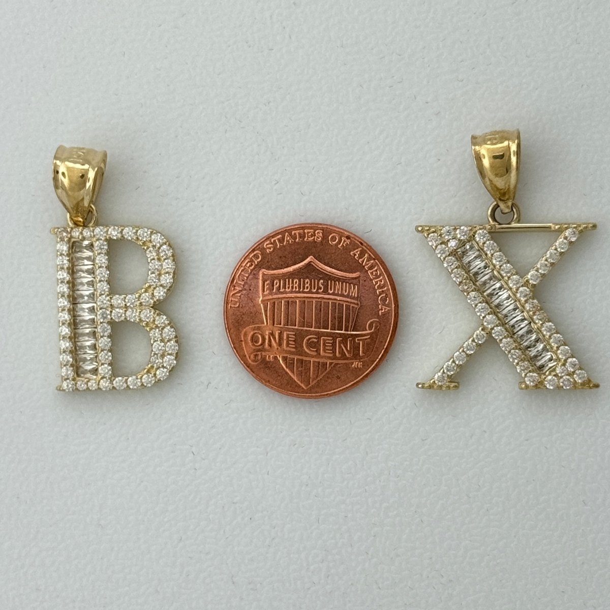 10KT Gold Baguette Initial Pendants. (A - Z)