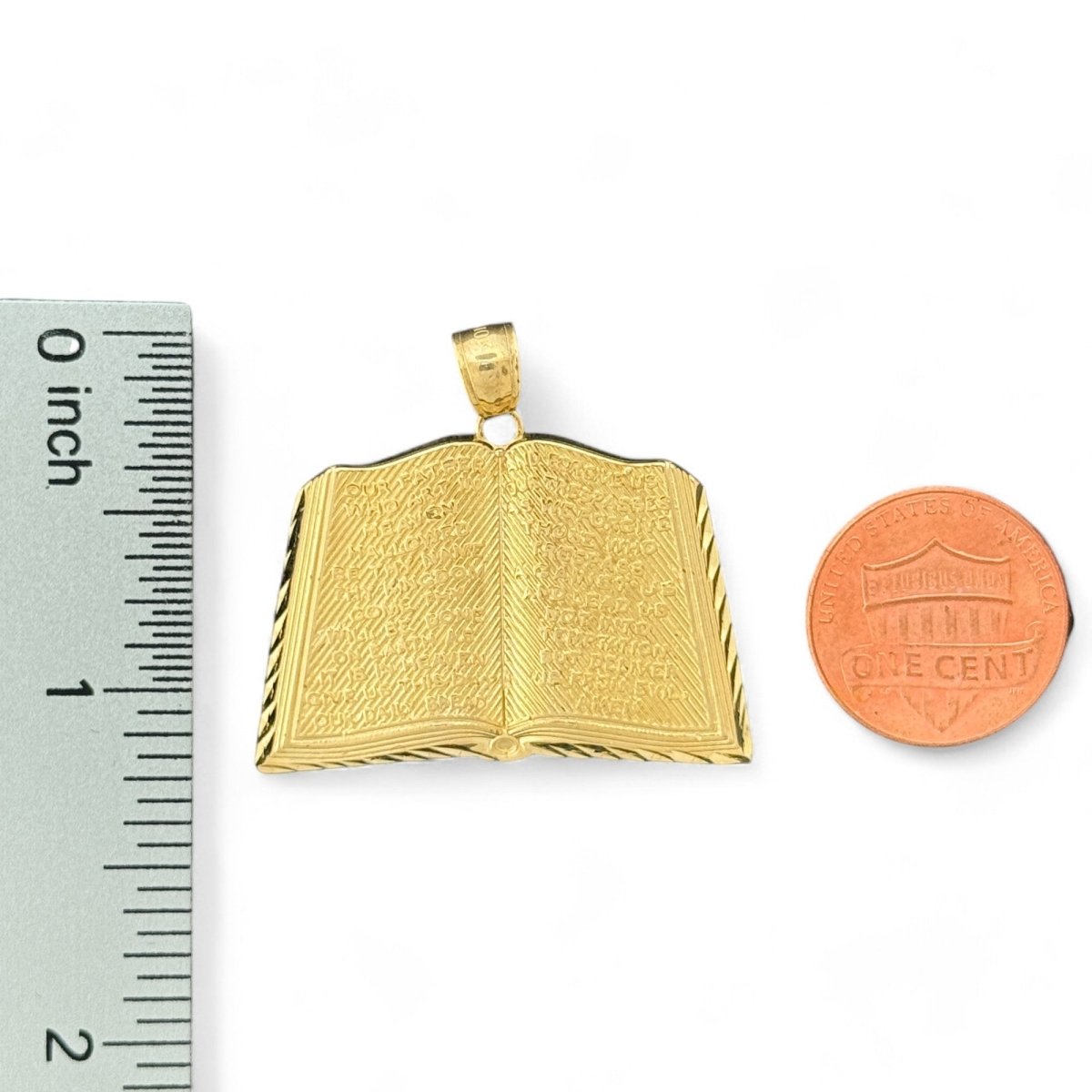 10KT Gold Bible Pendant with Engraved Text - 5.12 Grm