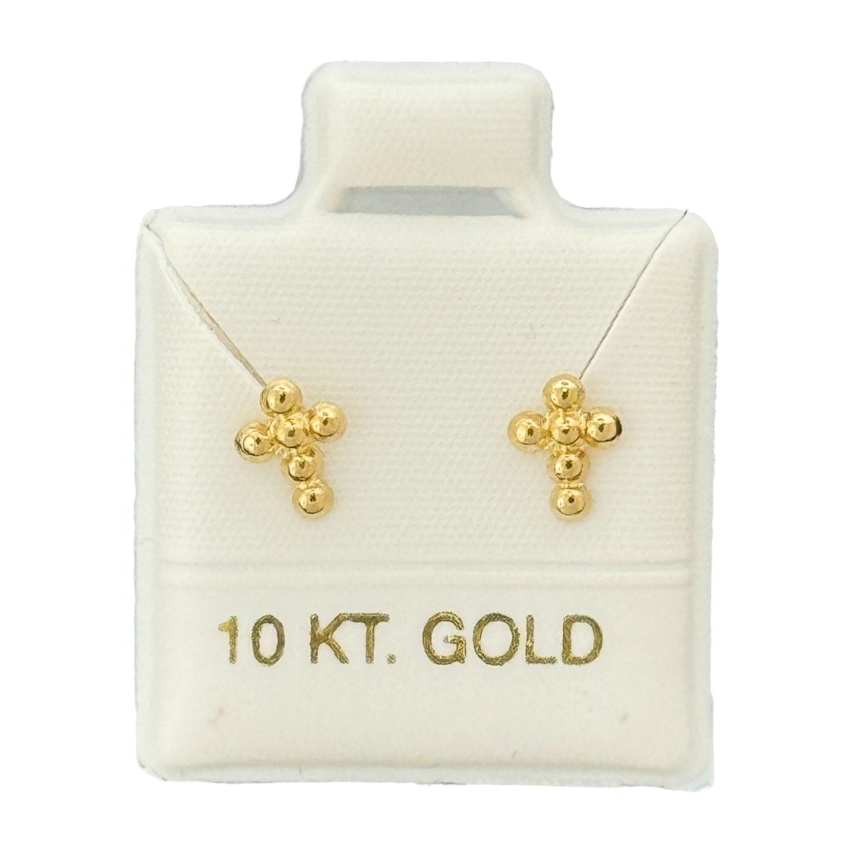 10KT Gold Bubble Cross Stud Earrings