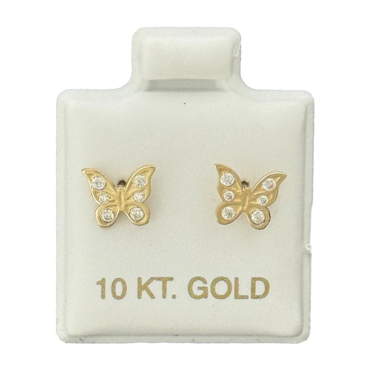 10KT Gold Butterfly CZ Stud Earrings