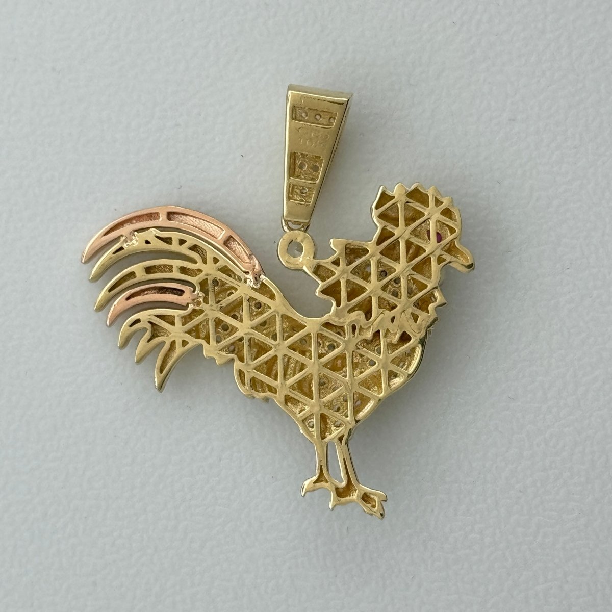 10KT Gold Chicken Pendant, 5.08 GRM, 3 mm Bail