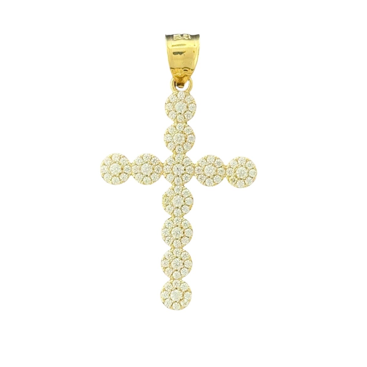 10KT Gold Cluster CZ Cross Pendant - 3.13g