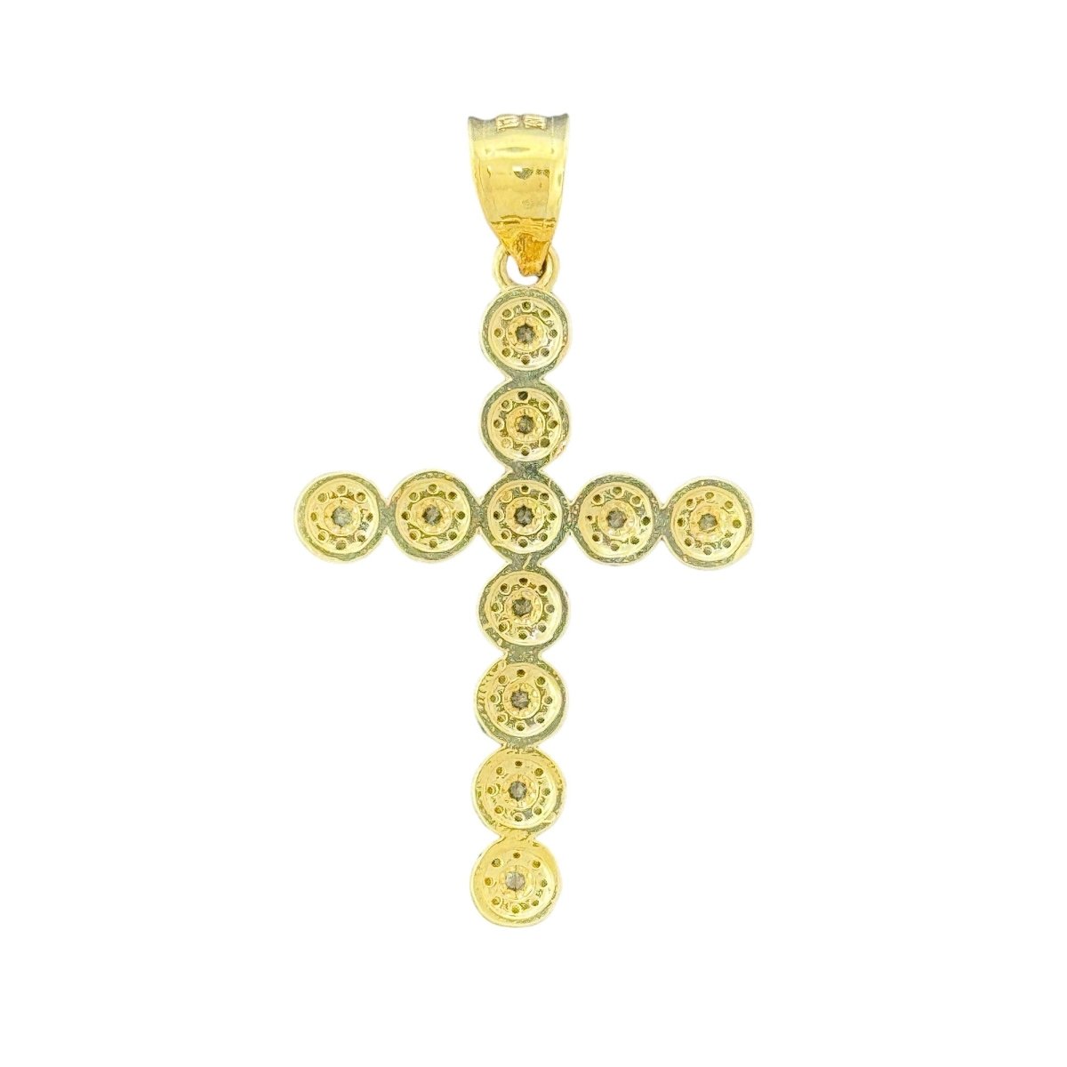 10KT Gold Cluster CZ Cross Pendant - 3.13g