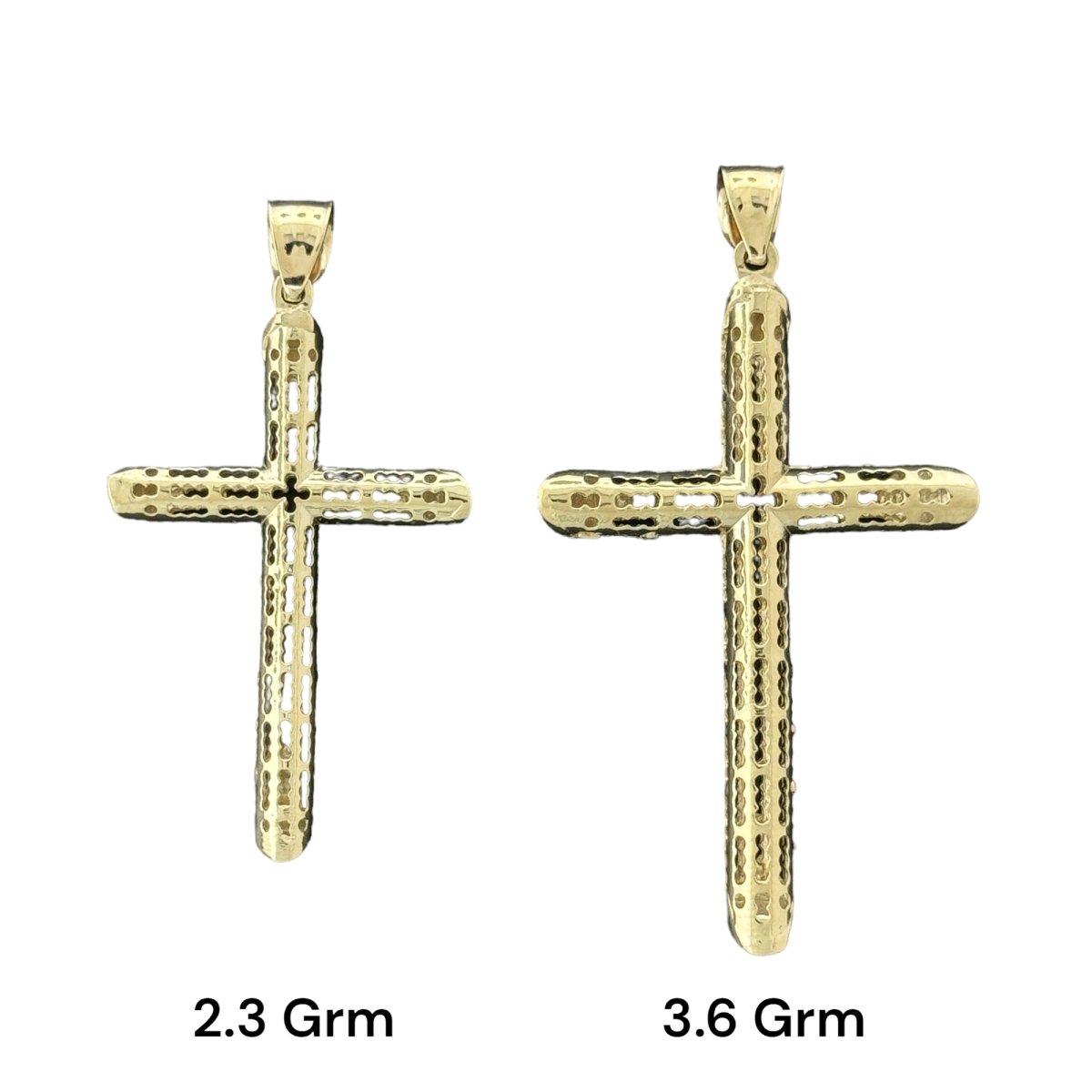 10KT Gold Cross Pendant - 2.3g and 3.6g