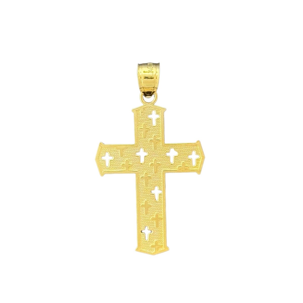 10KT Gold Cross Pendant with Cutout Design - 1.26g