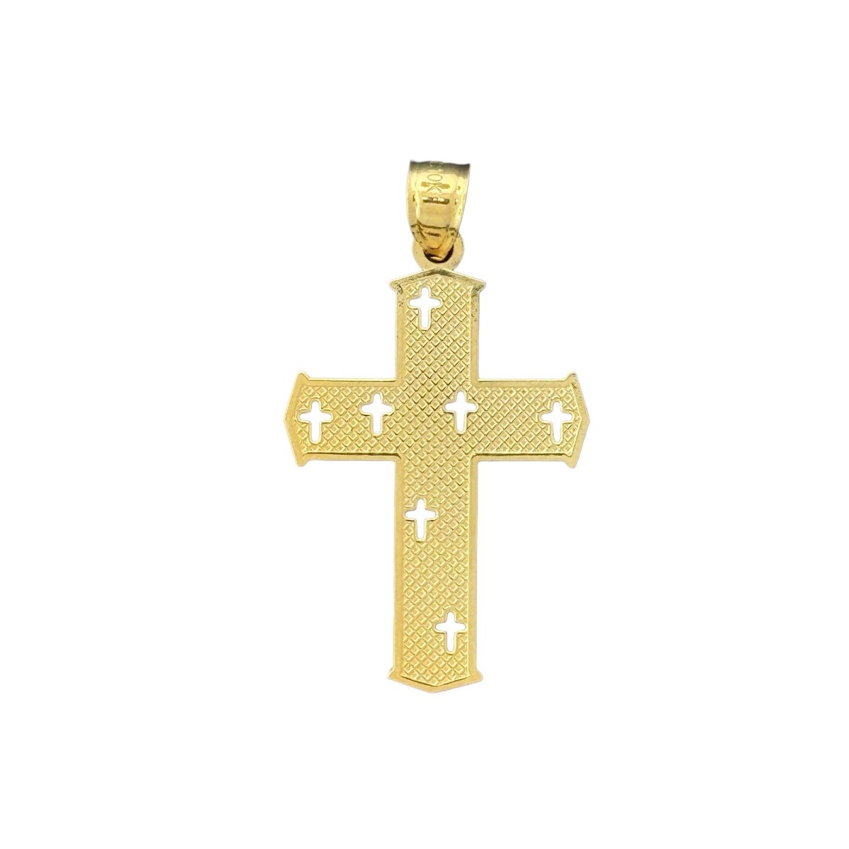 10KT Gold Cross Pendant with Cutout Design - 1.26g