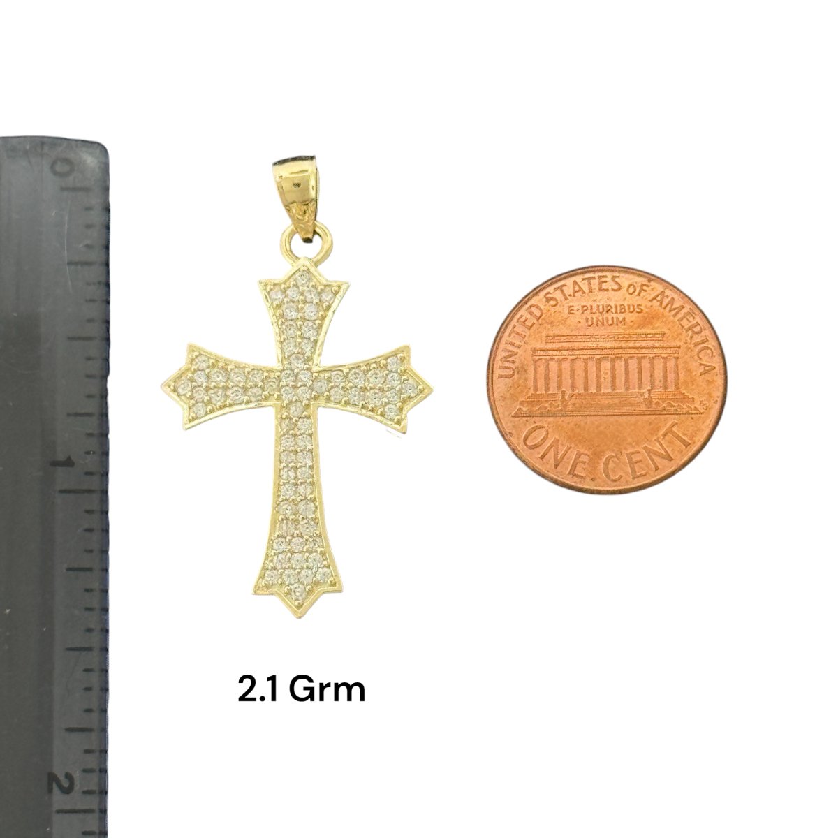 10KT Gold Cross Pendant with CZ Stones - 0.9g, 1.5g, 2.1g