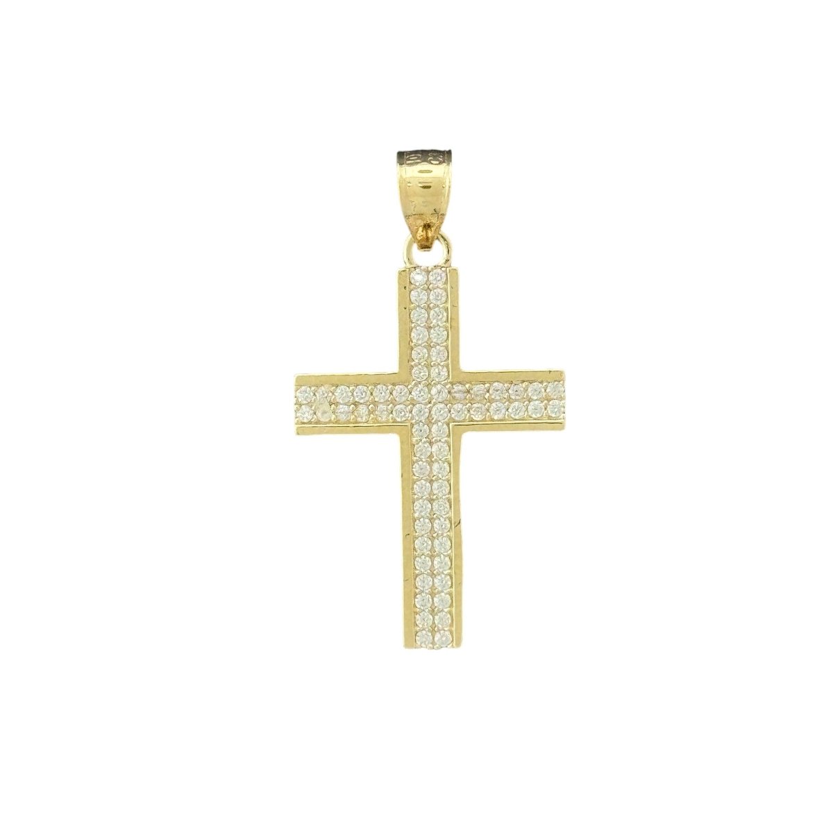 10KT Gold Cross Pendant with CZ Stones - 2g