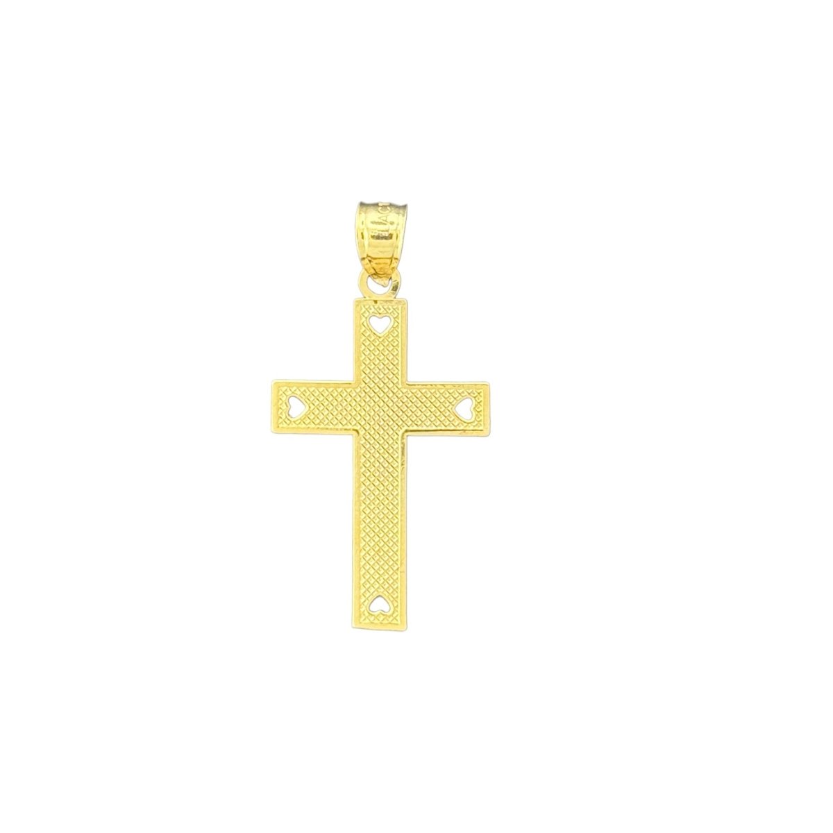 10KT Gold Cross Pendant with Heart Cutouts - 1g