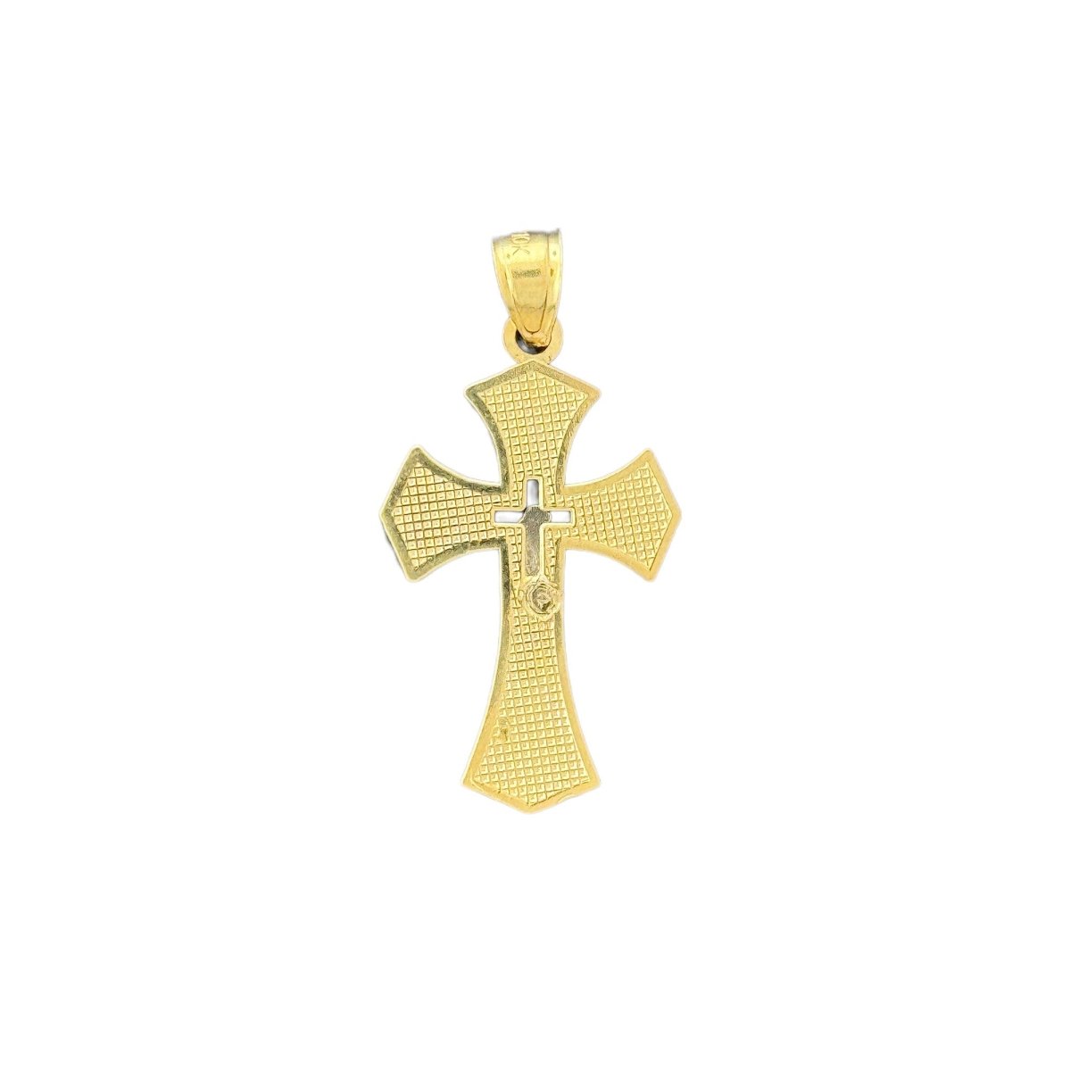 10KT Gold Cross Pendant with Intricate Design - 1.4g