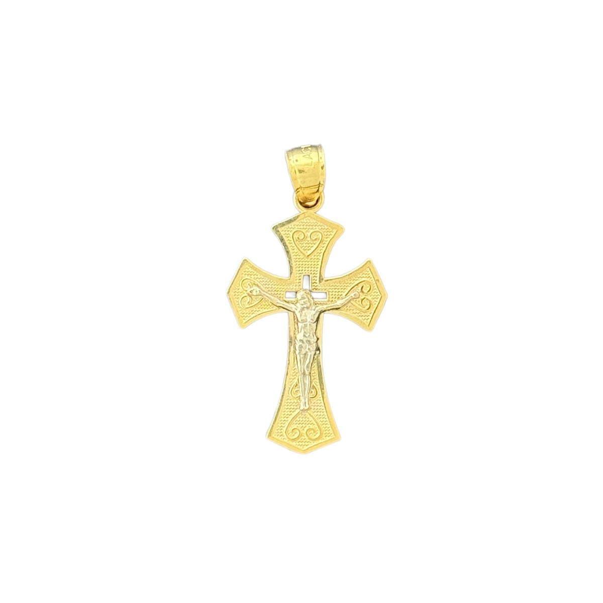 10KT Gold Cross Pendant with Intricate Design - 1.4g