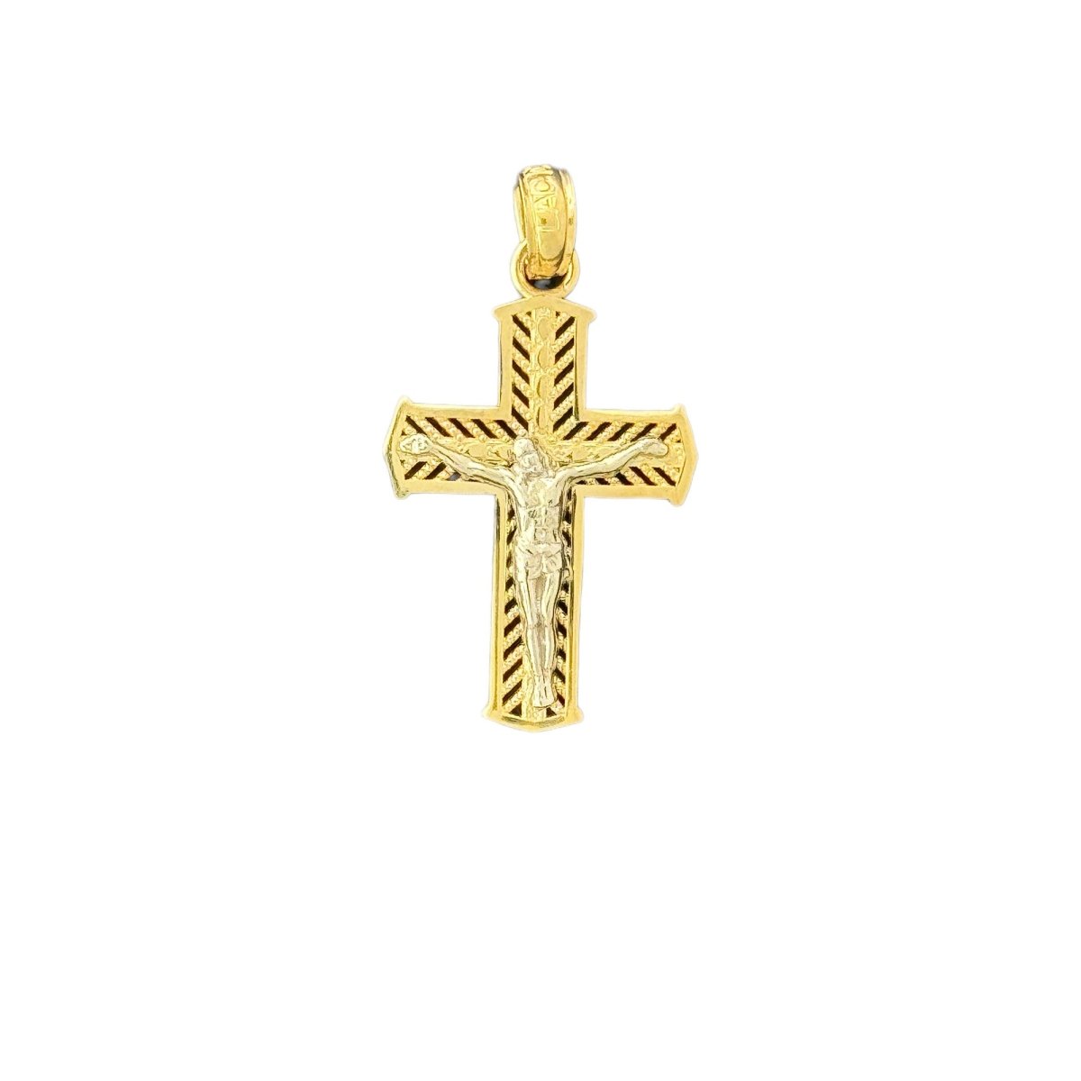 10KT Gold Cross Pendant with Intricate Design - 1g