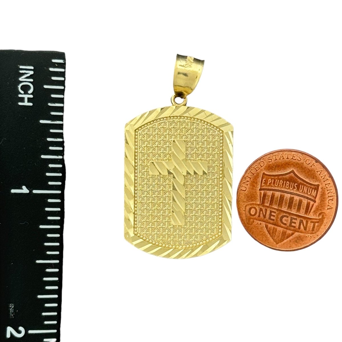 10KT Gold Cross Pendant with Textured Design - 4.6g