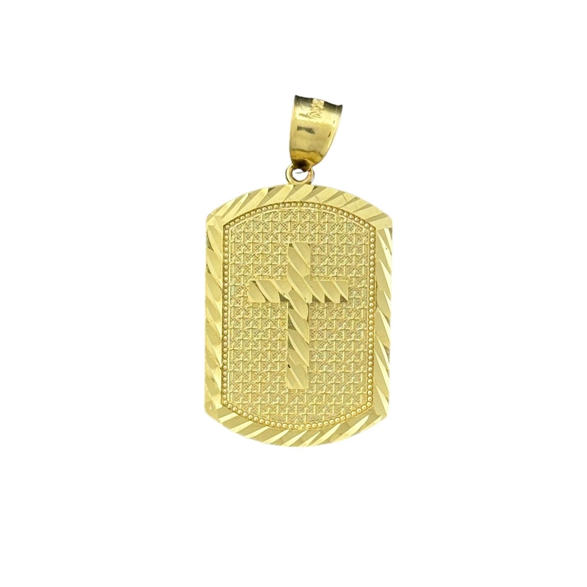 10KT Gold Cross Pendant with Textured Design - 4.6g