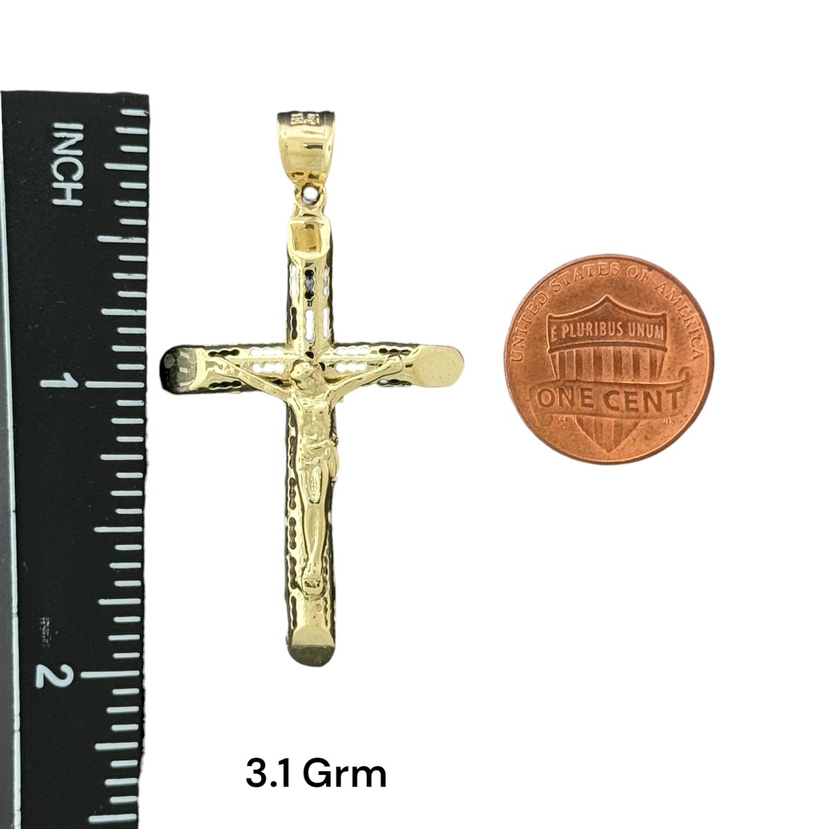 10KT Gold Crucifix Cross Pendant - 3.1g and 4.3g