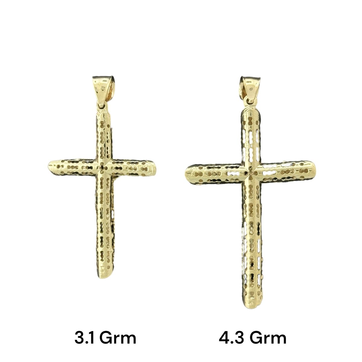 10KT Gold Crucifix Cross Pendant - 3.1g and 4.3g