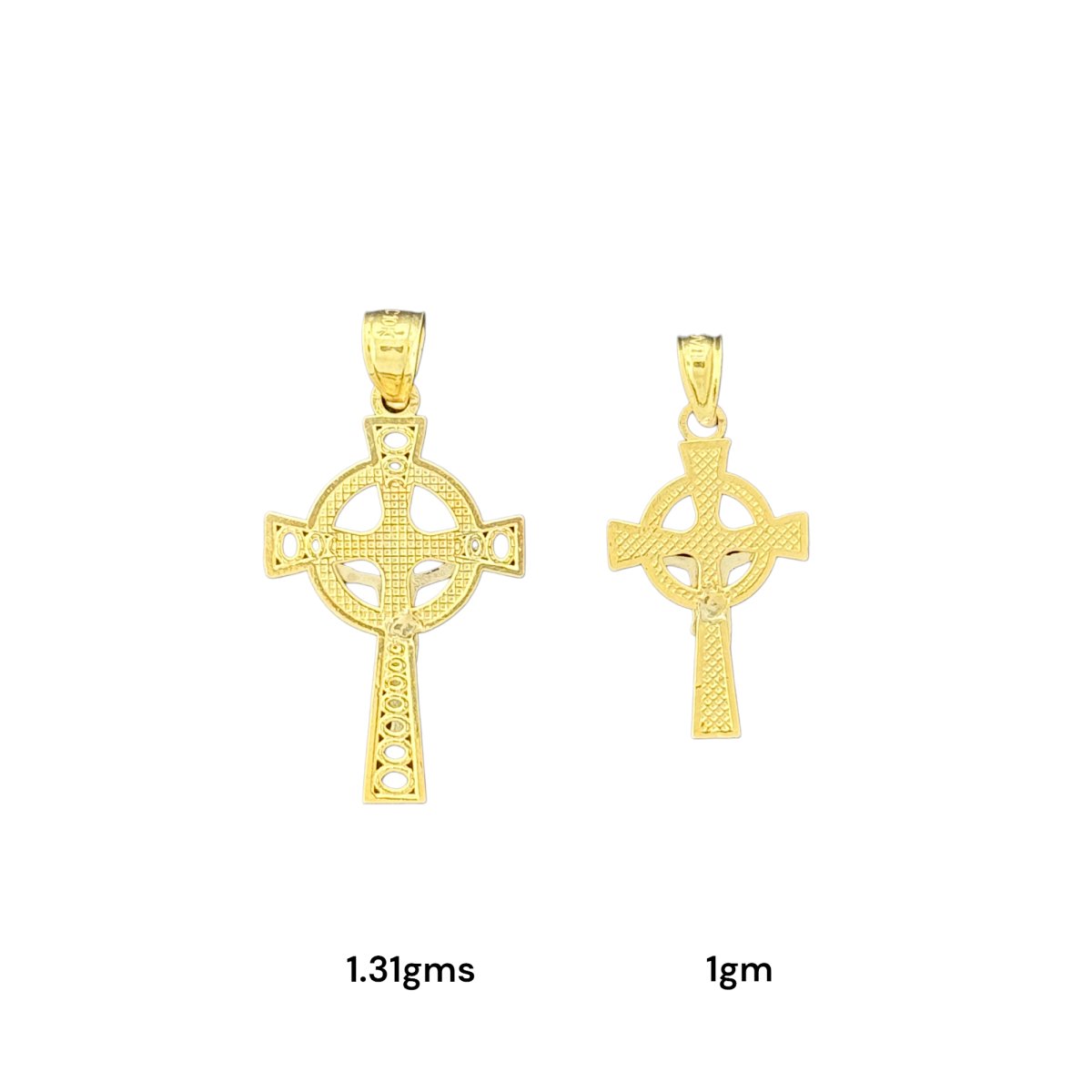 10KT Gold Crucifix Pendants - 1.31g and 1g