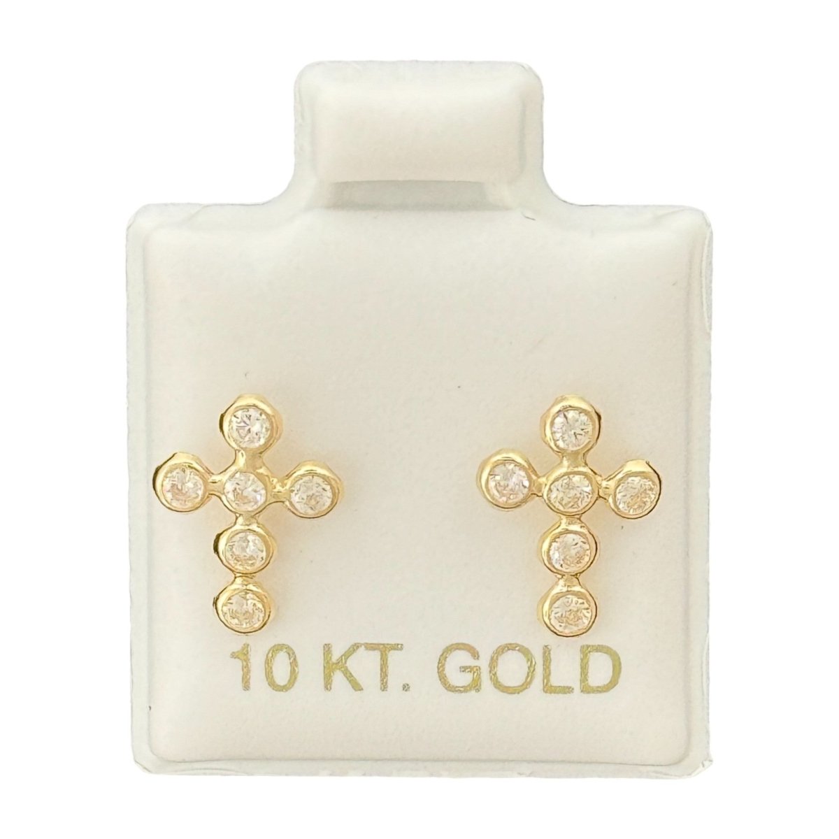 10KT Gold Crystal Cross Stud Earrings