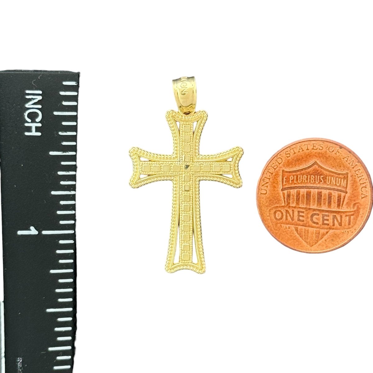 10KT Gold Detailed Cross Pendant 1.38g