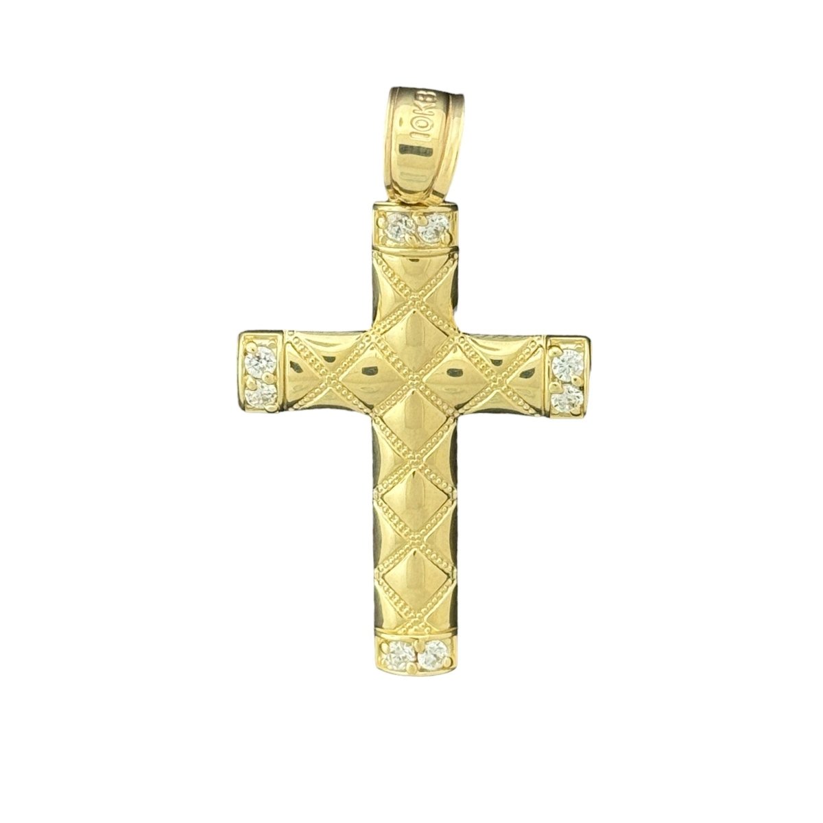 10KT Gold Diamond - Accented Cross Pendant - 3g