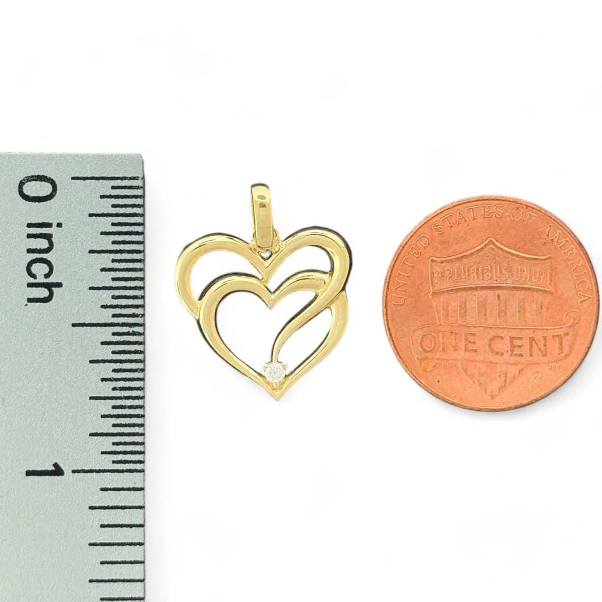 10kt Gold Double Heart Pendant - 0.99 Grm