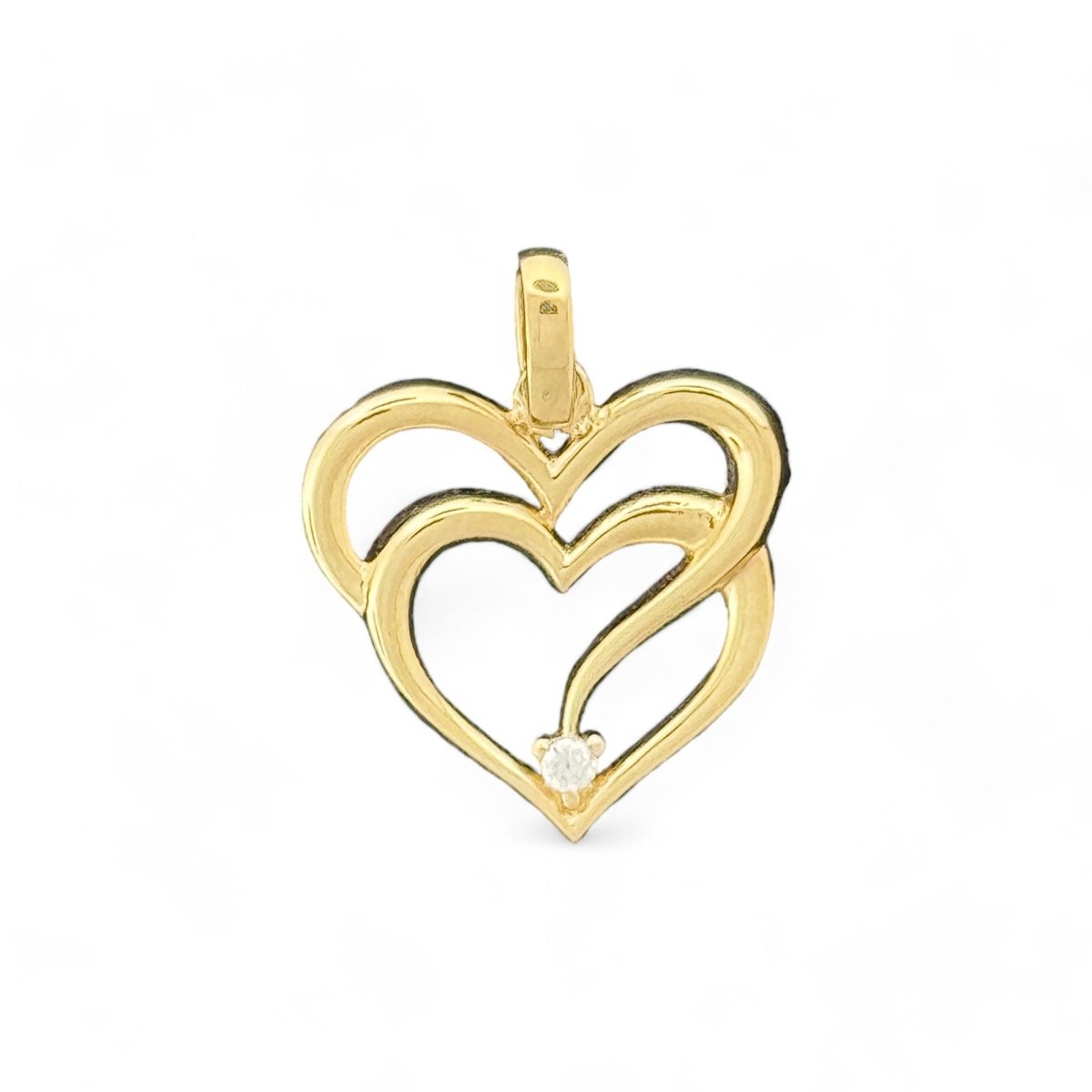 10kt Gold Double Heart Pendant - 0.99 Grm