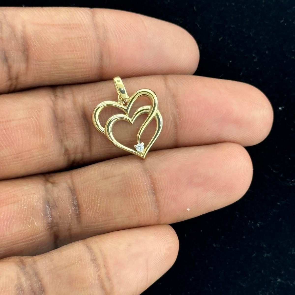 10kt Gold Double Heart Pendant - 0.99 Grm