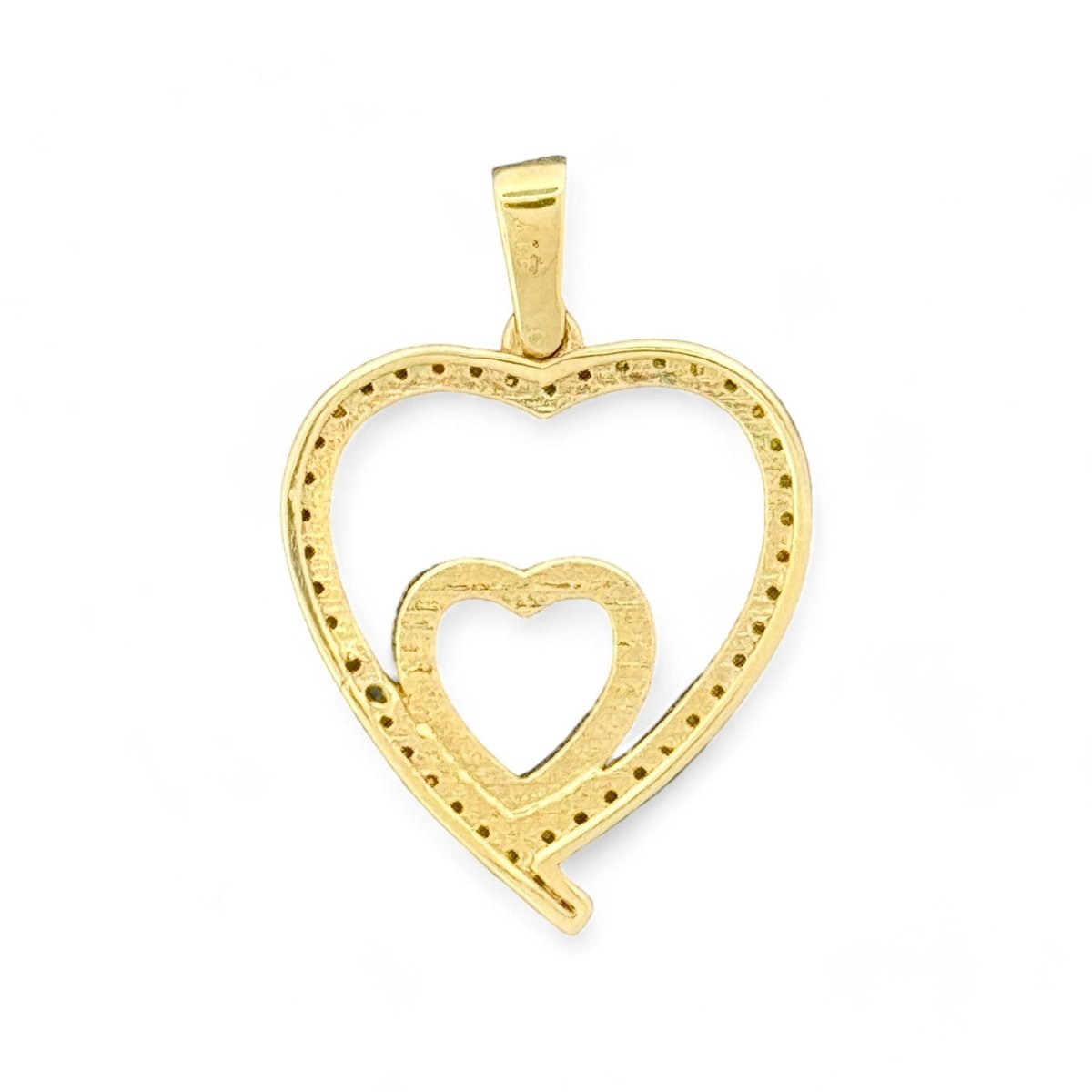 10kt Gold Double Heart Pendant - 1.3 Grm