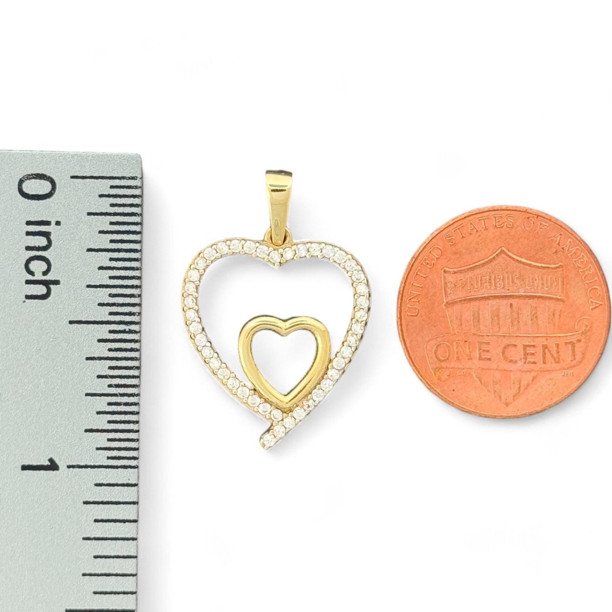 10kt Gold Double Heart Pendant - 1.3 Grm