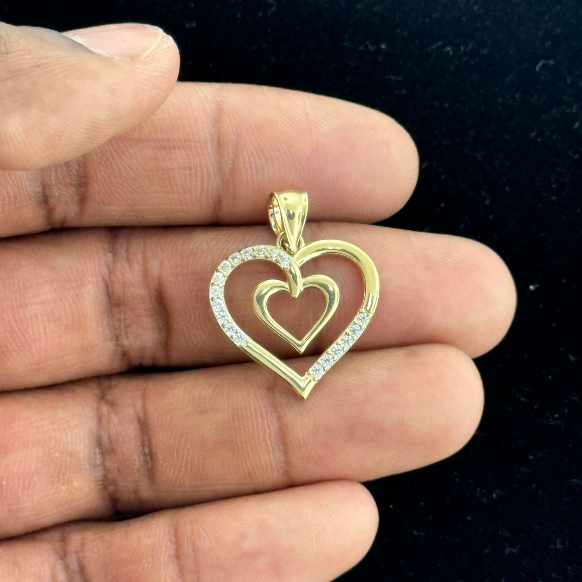 10kt Gold Double Heart Pendant - 2.05 Grm