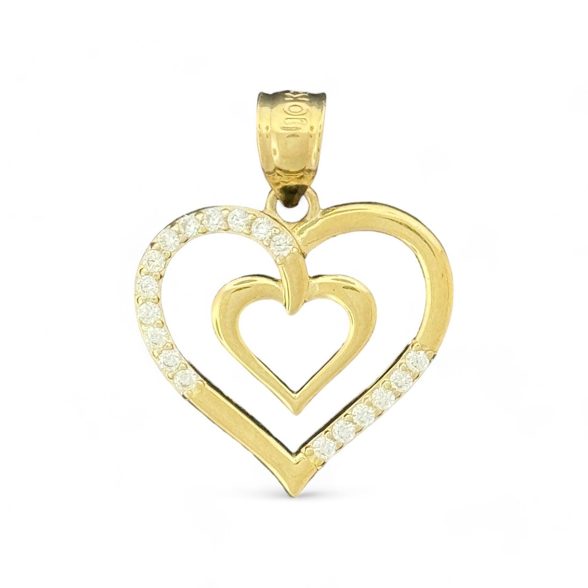 10kt Gold Double Heart Pendant - 2.05 Grm